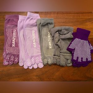 Yoga Socks and gloves Bundle Anti Slip